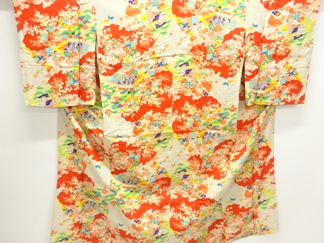 アンティーク　花鳥模様長襦袢